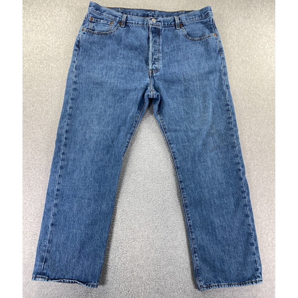 Levis 501 Jeans Mens 40x30 Blue Med Wash‎ Denim Button Fly Straight 100% Cotton